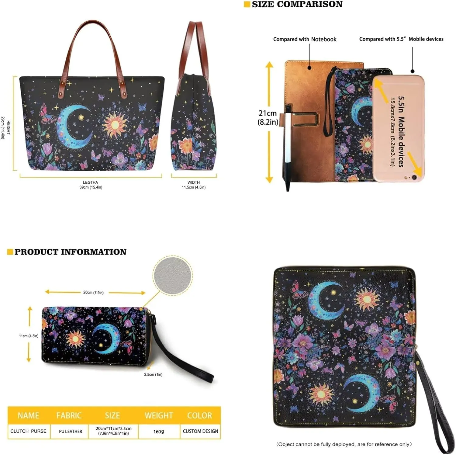 2 Pcs Women Handbag Set Tote Bag Large Shoulder Bag Top Handle Purse PU Wallet Set for Work Shopping Travel