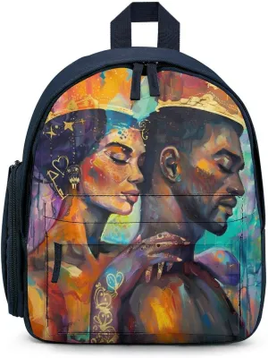 African Queen King Painting Cute Backpack Daily Casual Daypack Travel Mini Bag with Adjustable Strap Blue-style-9