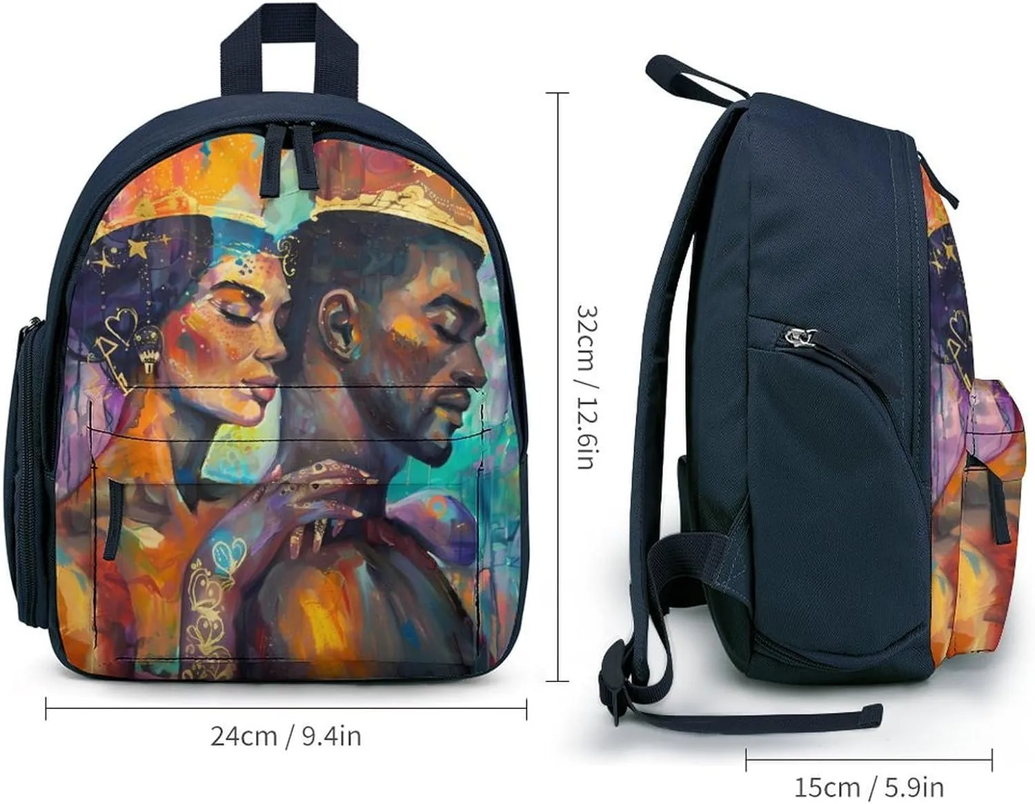 African Queen King Painting Cute Backpack Daily Casual Daypack Travel Mini Bag with Adjustable Strap Blue-style-9