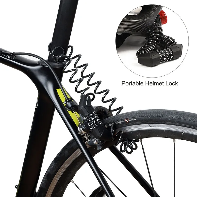 Anti-theft Bicycle Lock 4 Digit Password Mini Helmet Bag Lock For Motorcycle Bicycle Scooter Cycling Cable Lock