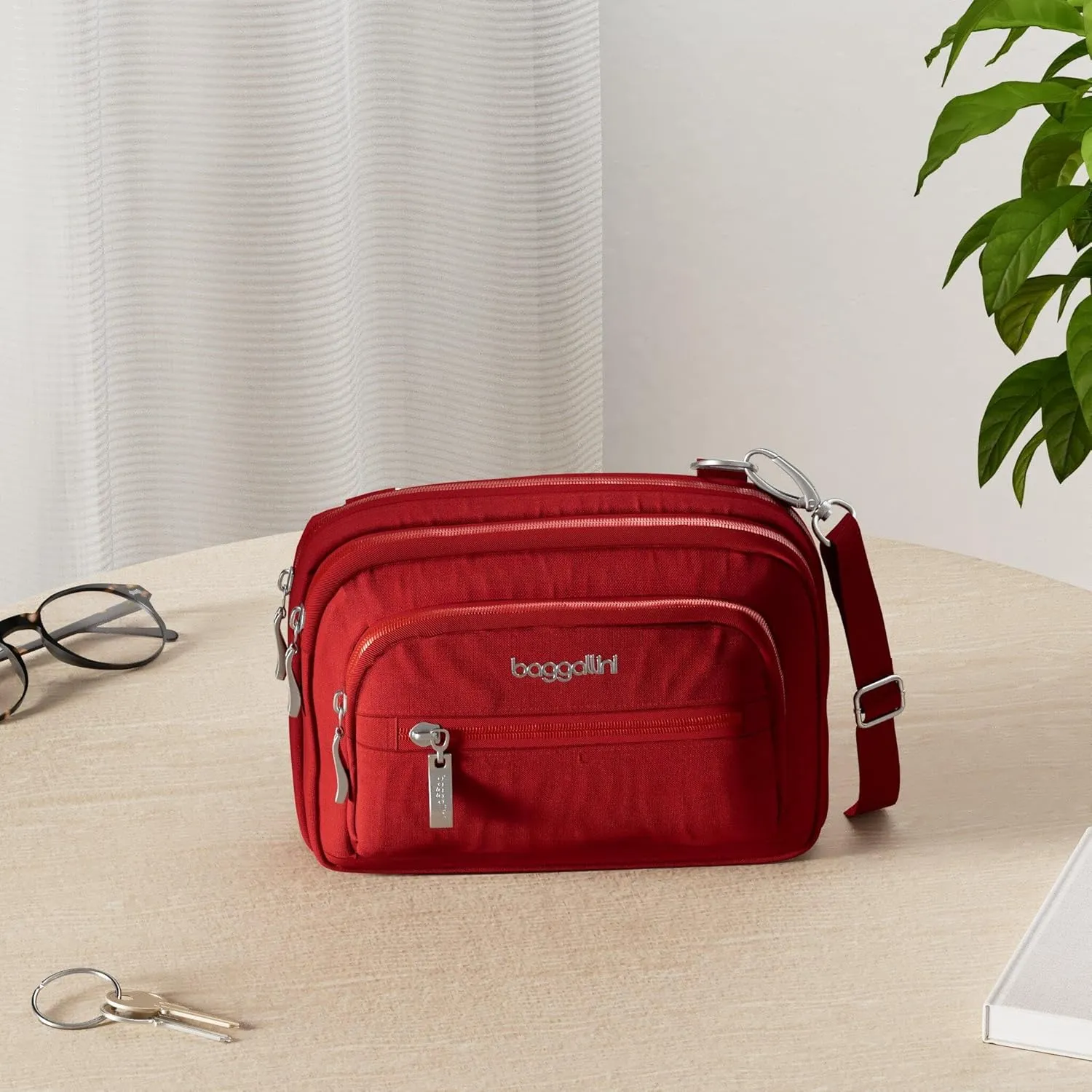 Baggallini Triple Zip Small Crossbody Bag