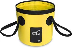 BANCHELLE Collapsible Bucket Water Container Portable Folding Camp Wash Basin for Outdoor Traveling Hiking Fishing Car Washing Gardening Camping (Yellow, 12L)