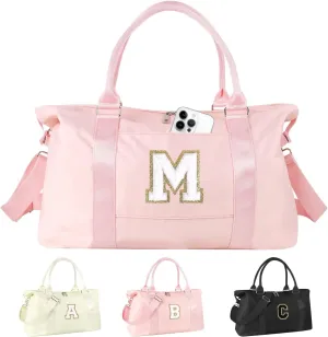 Birthday Gifts for Daughter,Initial Travel Duffel Bag for Teen Girls,Personalized Weekender Bag Cute Overnight Carry on Duffle Bags for Girl Women Gifts with Adjustable Strap(pink-M)