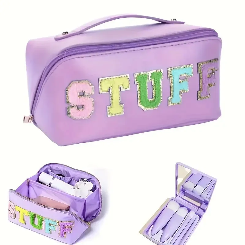 Chenille Letter Patches Cosmetic Bag