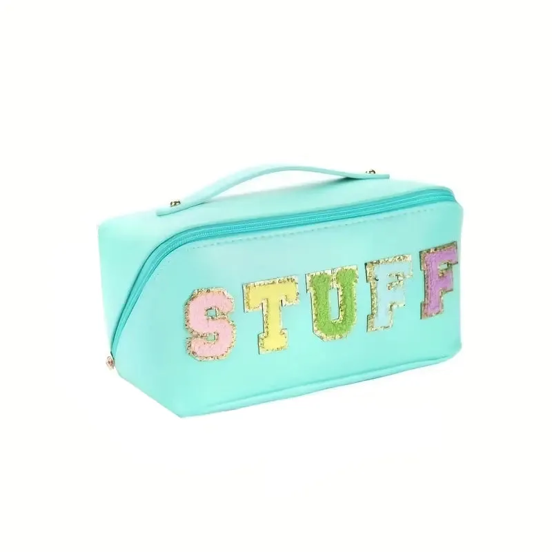 Chenille Letter Patches Cosmetic Bag