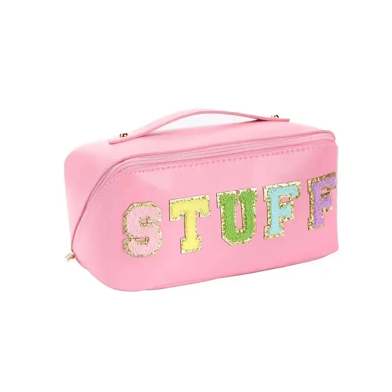 Chenille Letter Patches Cosmetic Bag