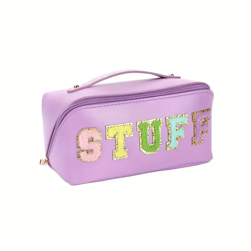 Chenille Letter Patches Cosmetic Bag
