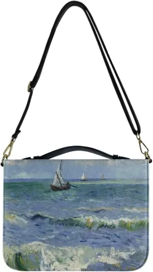 Claude Monet Bible Cover Bible Case for Women PU Bible Bag with Shoulder Strap Monet Oil Painting Design Book Cover