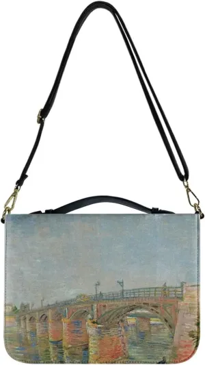 Claude Monet Bible Cover Bible Case for Women PU Bible Bag with Shoulder Strap Monet Oil Painting Design Book Cover