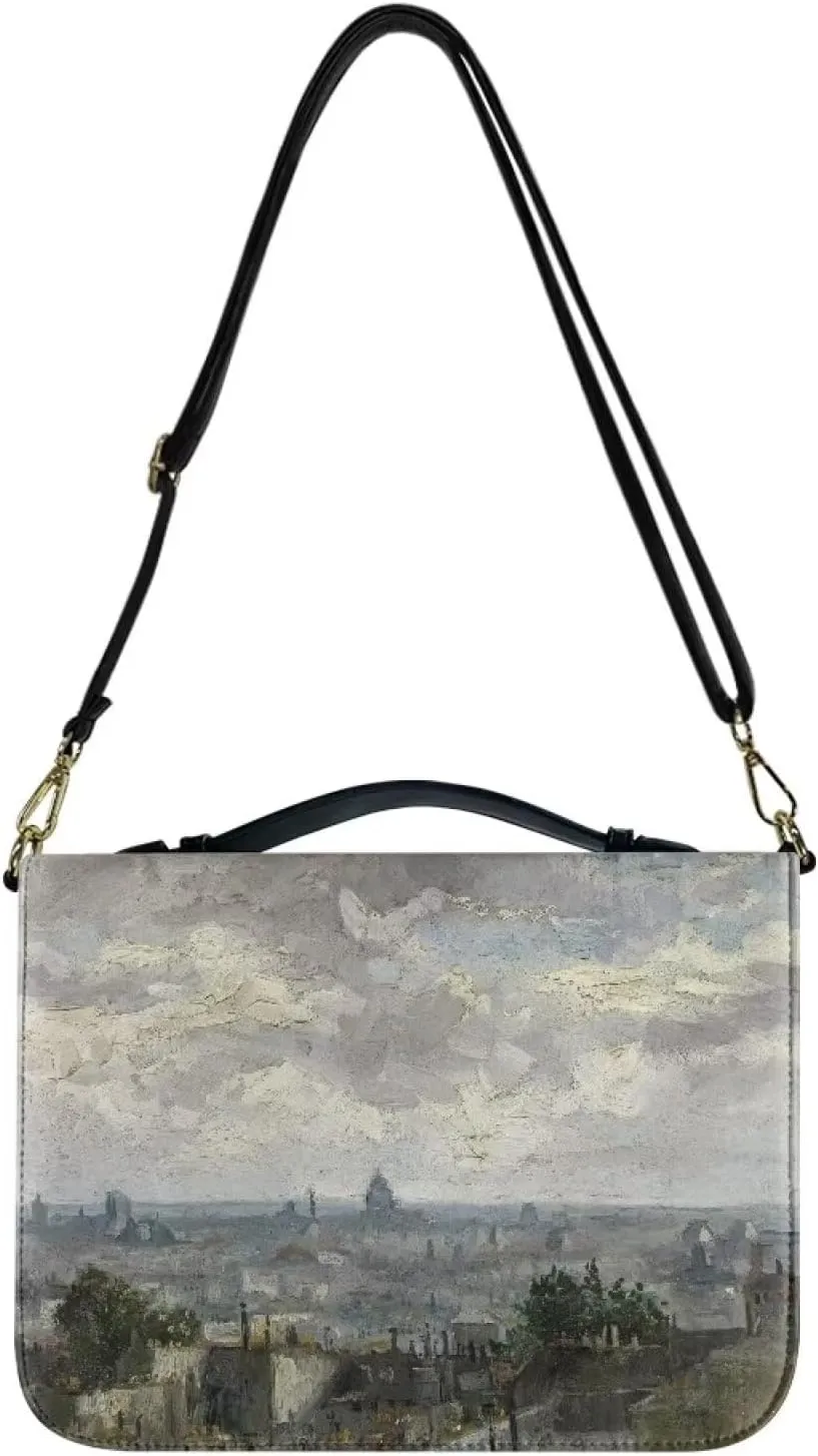 Claude Monet Bible Cover Bible Case for Women PU Bible Bag with Shoulder Strap Monet Oil Painting Design Book Cover
