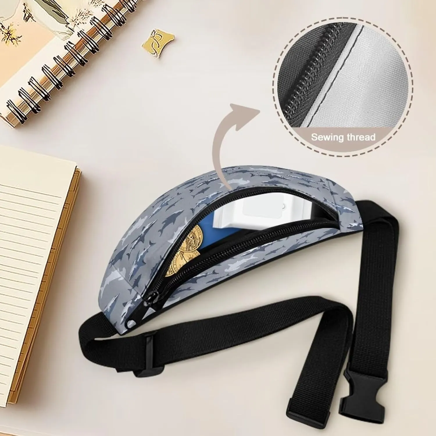 Cozeyat Grey Shark Kids Fanny Pack Fanny Pack Ages 4-6 6-8 8-12 Small Kids Belt Bag Toddler Fanny Pack Gift Boys Crossbody Sling Purse Teens Cute Stuff Pouch Bum Bag