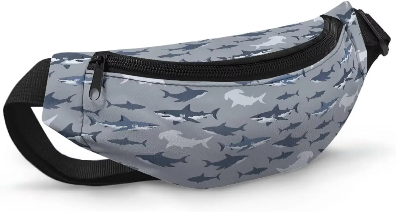 Cozeyat Grey Shark Kids Fanny Pack Fanny Pack Ages 4-6 6-8 8-12 Small Kids Belt Bag Toddler Fanny Pack Gift Boys Crossbody Sling Purse Teens Cute Stuff Pouch Bum Bag