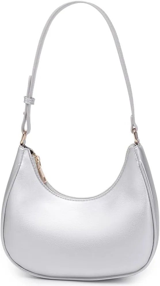 Crescent Shoulder Bags for Women Cute Hobo Tote Handbag Under the Arm Purses Mini Clutch Purse with Zipper Closure