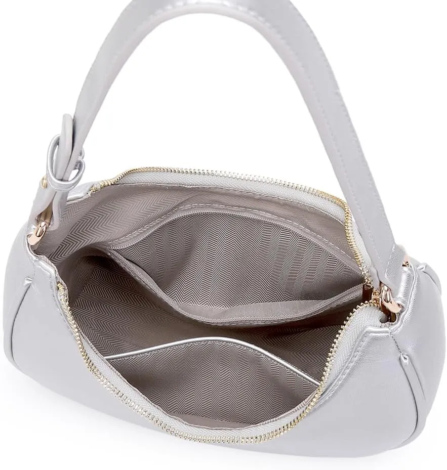 Crescent Shoulder Bags for Women Cute Hobo Tote Handbag Under the Arm Purses Mini Clutch Purse with Zipper Closure