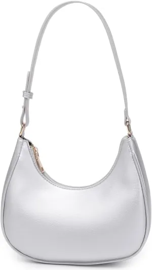 Crescent Shoulder Bags for Women Cute Hobo Tote Handbag Under the Arm Purses Mini Clutch Purse with Zipper Closure