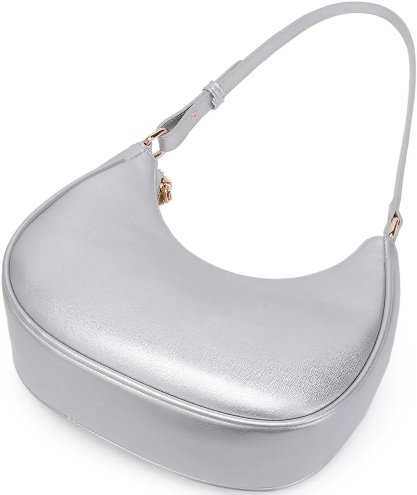 Crescent Shoulder Bags for Women Cute Hobo Tote Handbag Under the Arm Purses Mini Clutch Purse with Zipper Closure