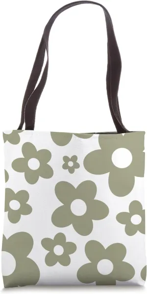 Daisy Flower Minimalistic Olive Pastel Daisies Tote Bag