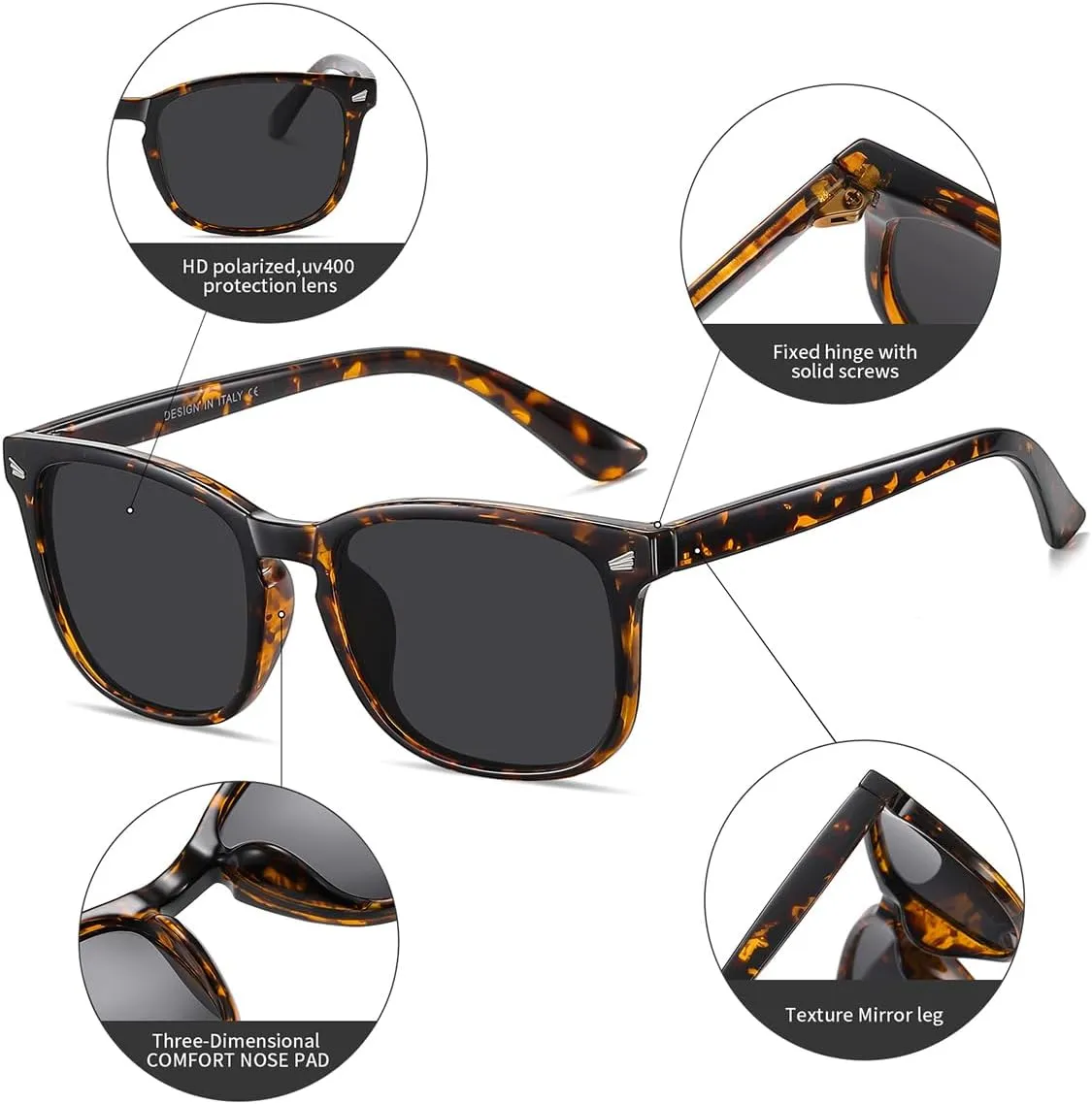 DUSHINE Polarized Sunglasses for Women Classic Retro Style UV400 Protection