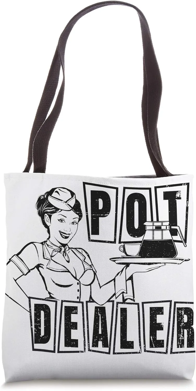 Funny Diner Waitress Retro Server Coffee Pot Dealer Tote Bag