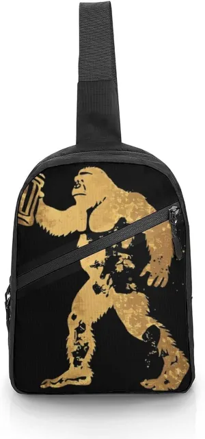 Golden Bigfoot Cheers Beer Foldable Crossbody Sling Bags Shoulder Backpack Chest DayPack Handbag