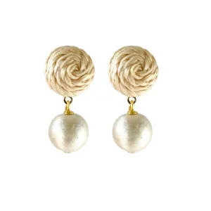 Grace Cotton Single Pearl Earrings - Clip On