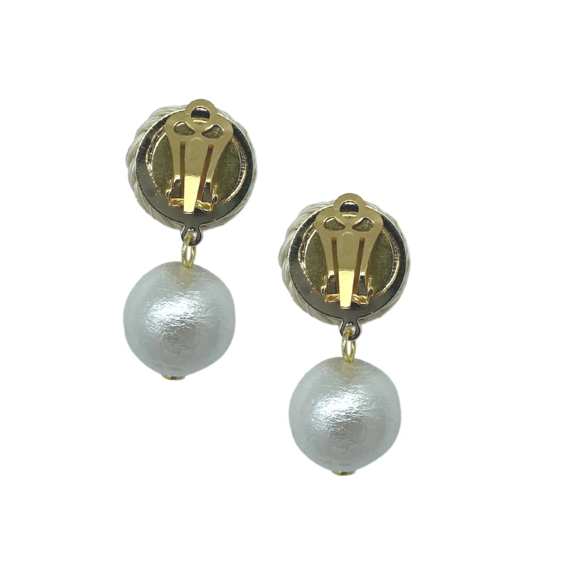 Grace Cotton Single Pearl Earrings - Clip On