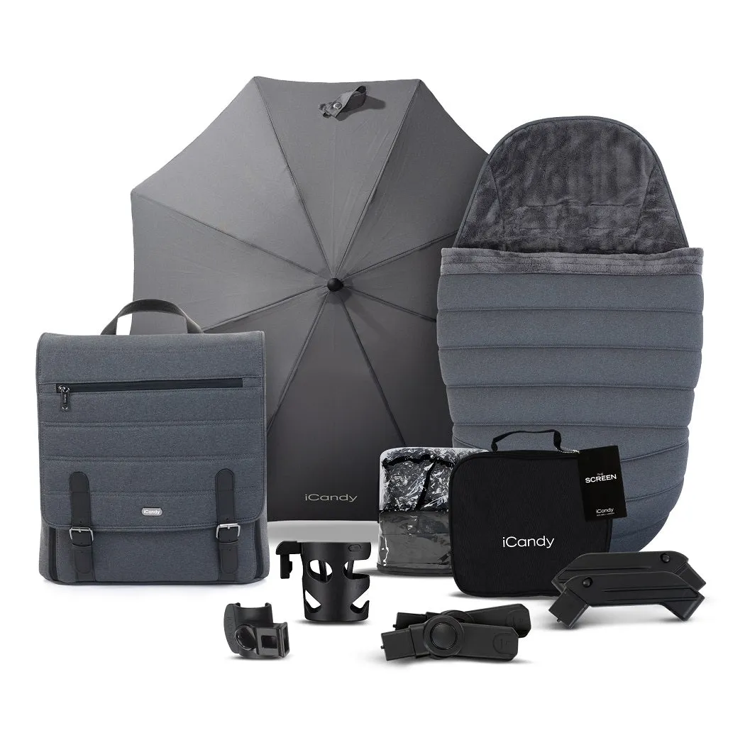 iCandy Peach 7 Pram Pushchair Complete Bundle (Dark Grey)