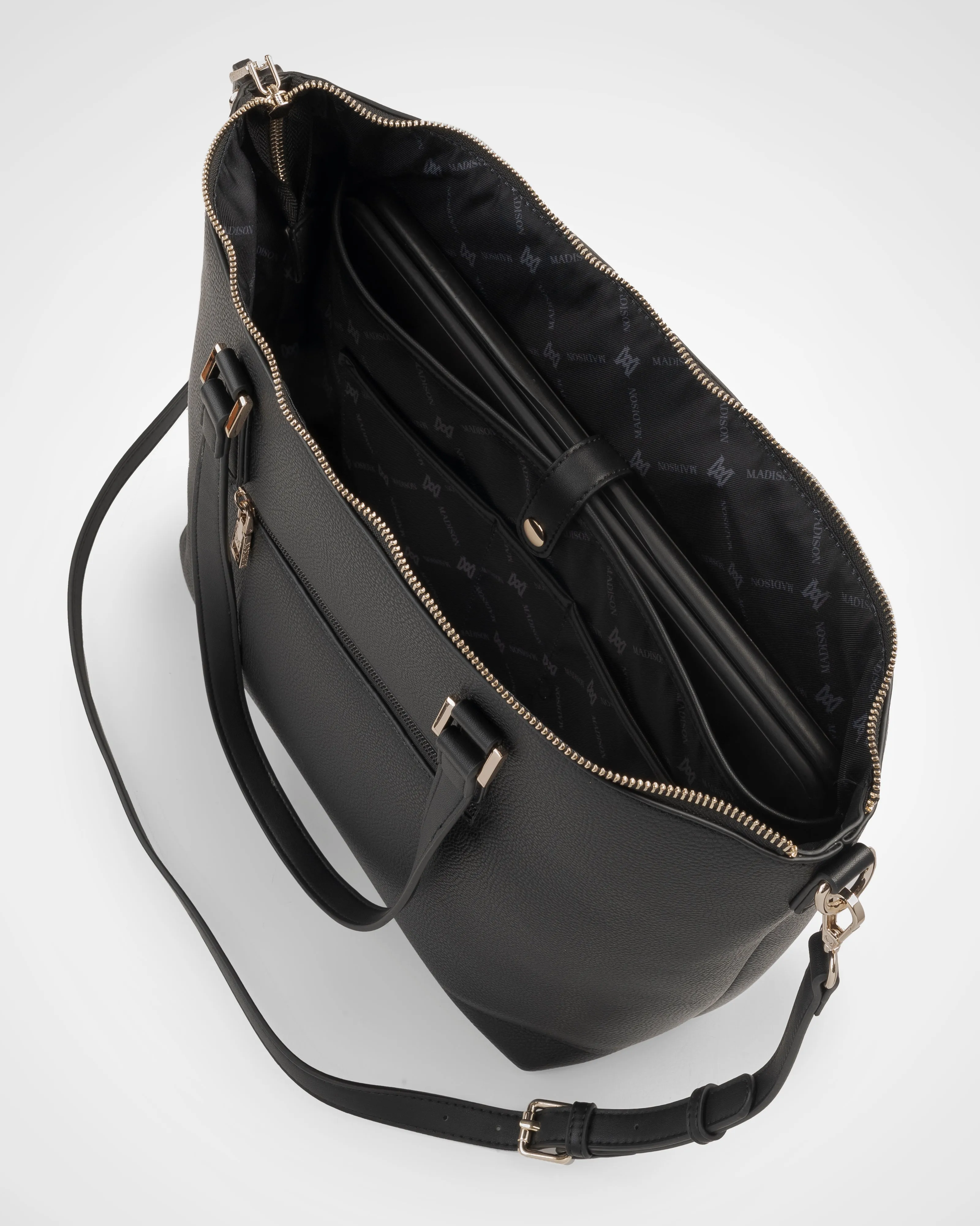 Inga Large Zip Top Tote Bag With Laptop Pocket   Leopard Bag Strap