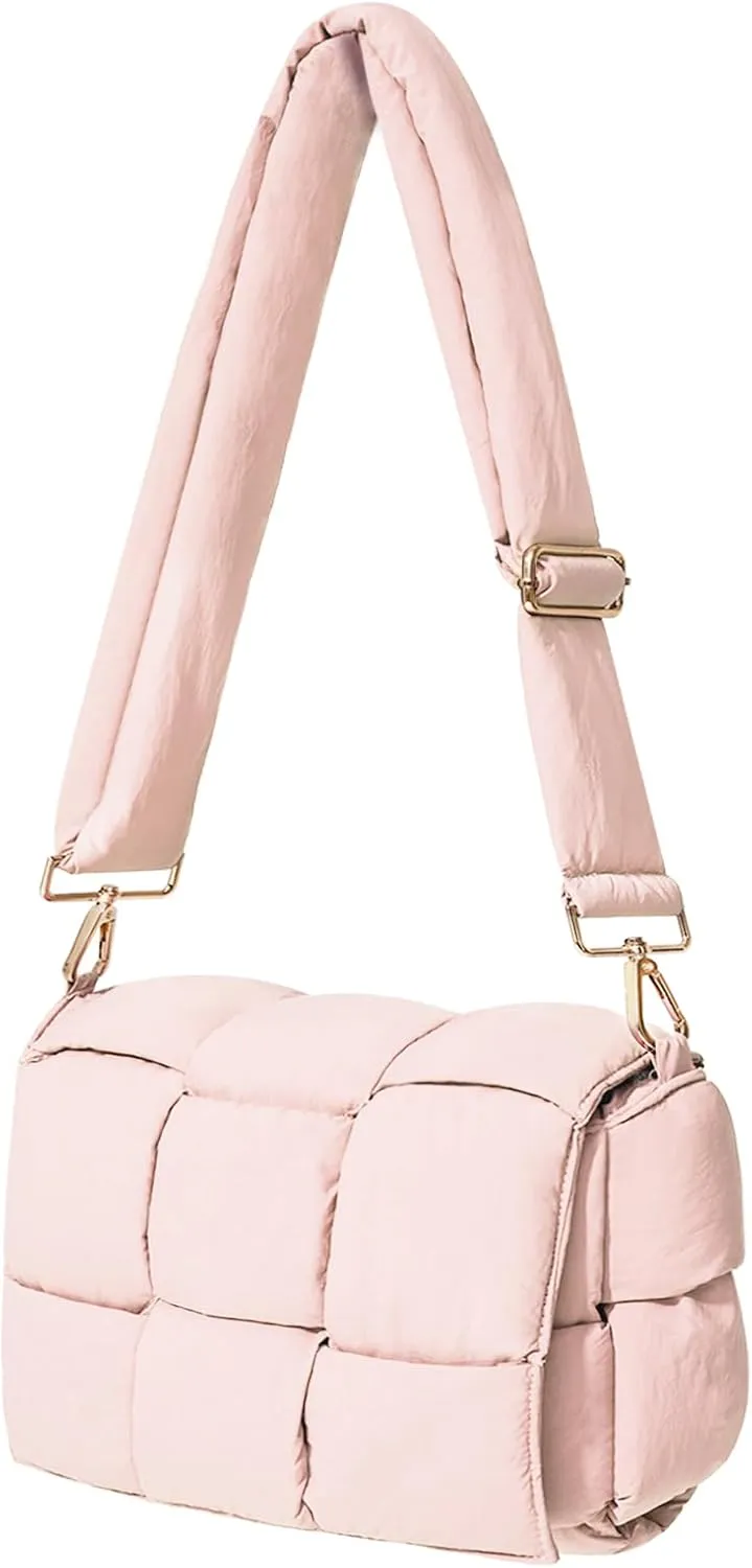 NAARIIAN Shoulder bags for women, Light-weight small puffer purses waterproof, hand-woven puffy bag crossbody handbag