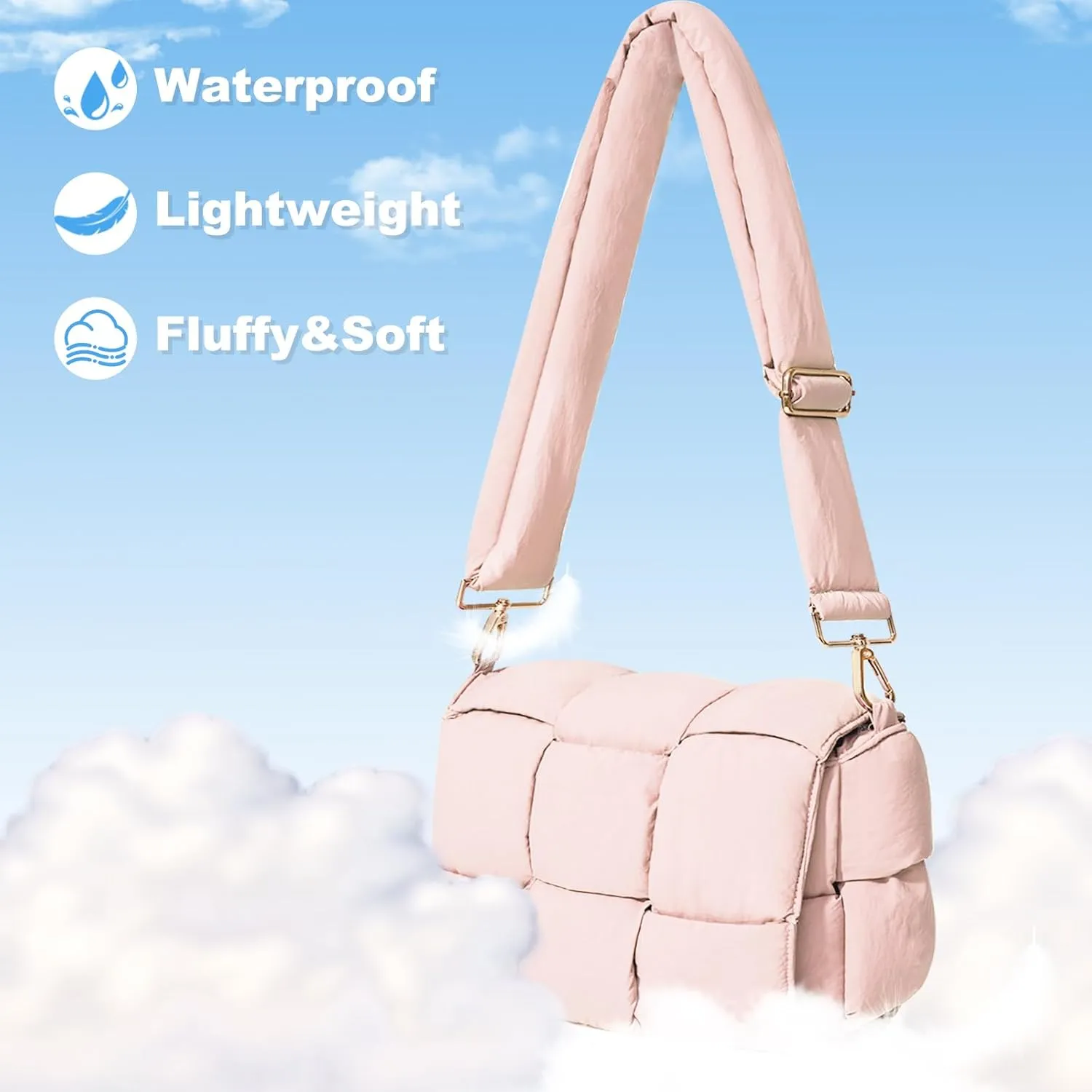 NAARIIAN Shoulder bags for women, Light-weight small puffer purses waterproof, hand-woven puffy bag crossbody handbag