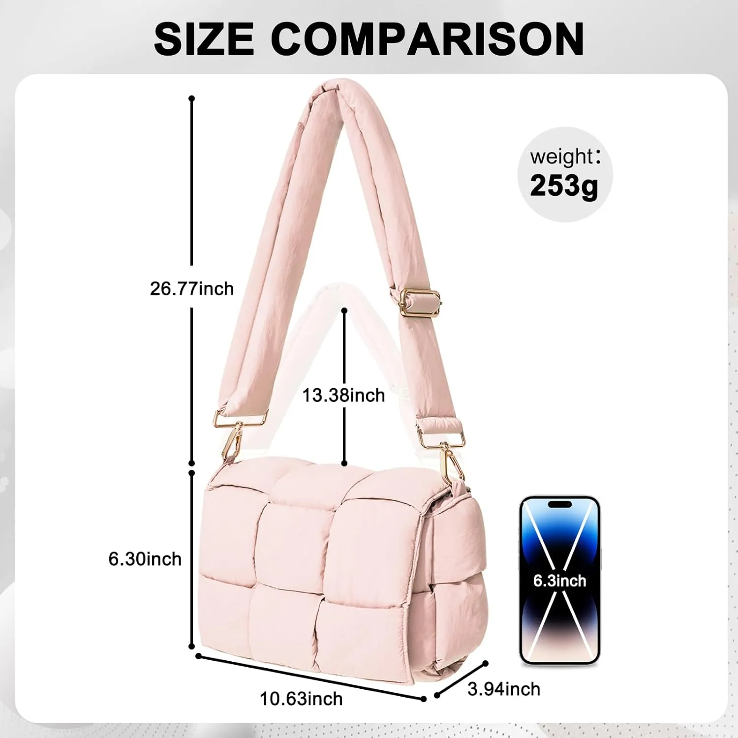 NAARIIAN Shoulder bags for women, Light-weight small puffer purses waterproof, hand-woven puffy bag crossbody handbag