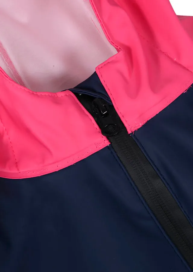PU Splash Navy Pink All in One Rainsuit