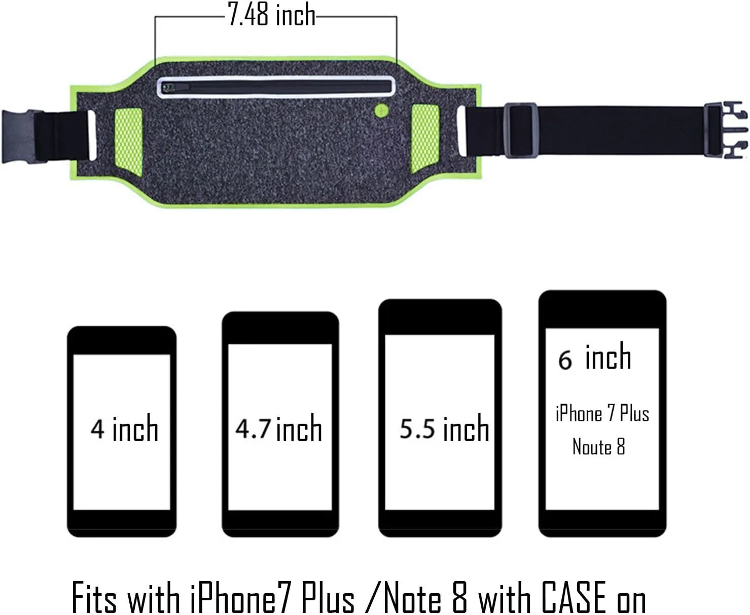 Running Waist Pack, Lightweight Water Resistant Reflective Runner Belt Sports Fanny Pack Adjustable Waistband