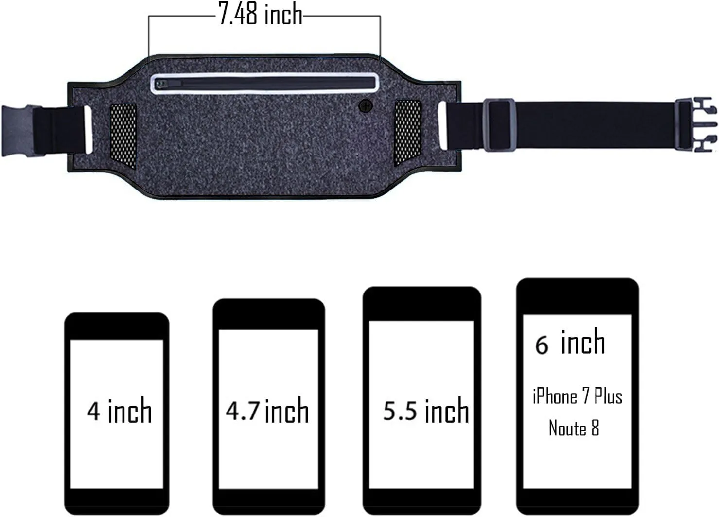 Running Waist Pack, Lightweight Water Resistant Reflective Runner Belt Sports Fanny Pack Adjustable Waistband