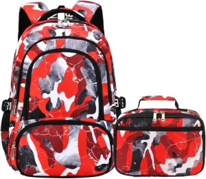 School Backpack Casual Daypack Travel Outdoor Camouflage Backpack Christmas Presents for Boys and Girls (AY Camo Red)