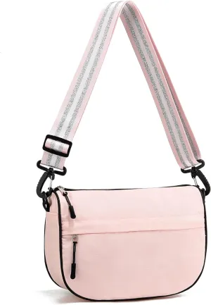 Small Crossbody Bag for Women Men Trendy, Crescent Bag with Adjustable Strap, 2 Zippers Lightweight WaterProof Bag