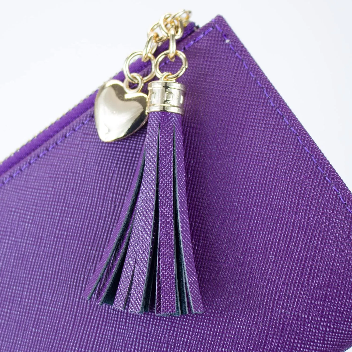 SUMGOGO Slim Wallet for Women Long Tassel Zipper Clutch Purse Handbag Card Case Wallet (purple)