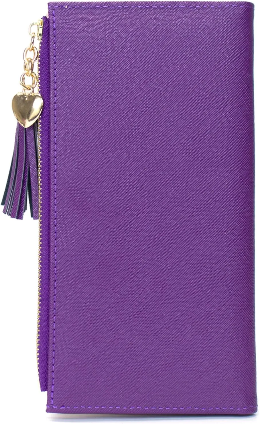 SUMGOGO Slim Wallet for Women Long Tassel Zipper Clutch Purse Handbag Card Case Wallet (purple)