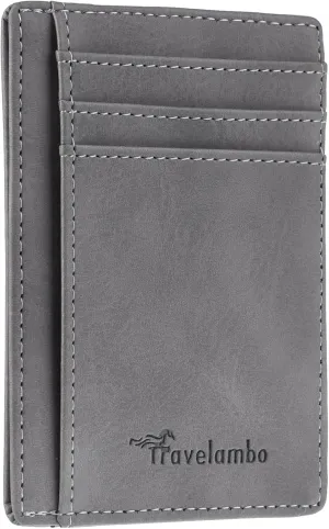 Travelambo Slim Wallet Front Pocket Minimalist Leather RFID Blocking Medium Size