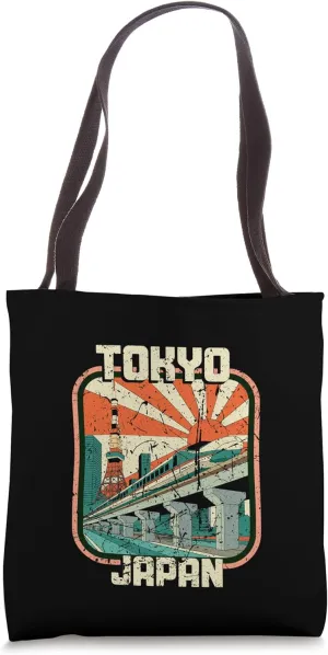 Vintage Tokyo Japanese Shinkansen Japan Bullet Train Fan Tote Bag