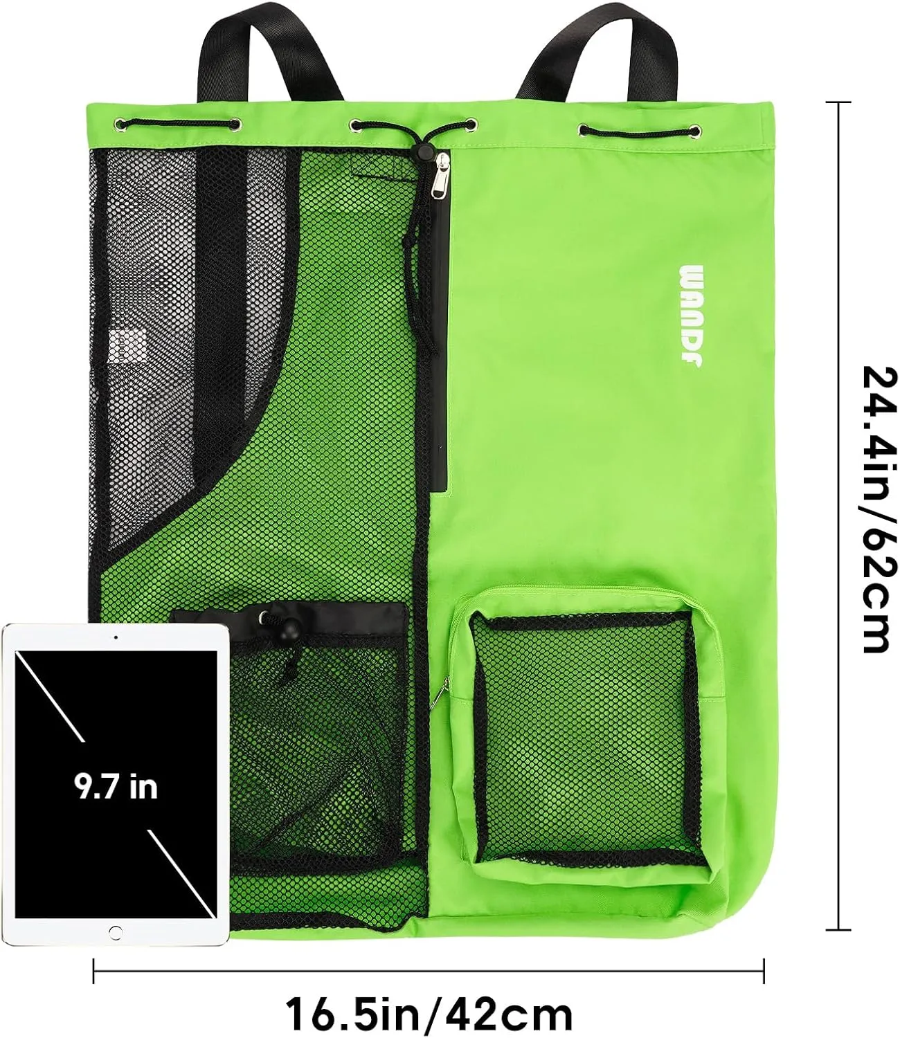 WANDF Swim Bag Mesh Drawstring Backpack with Wet Pocket for Swimming, Gym, and Workout Gear