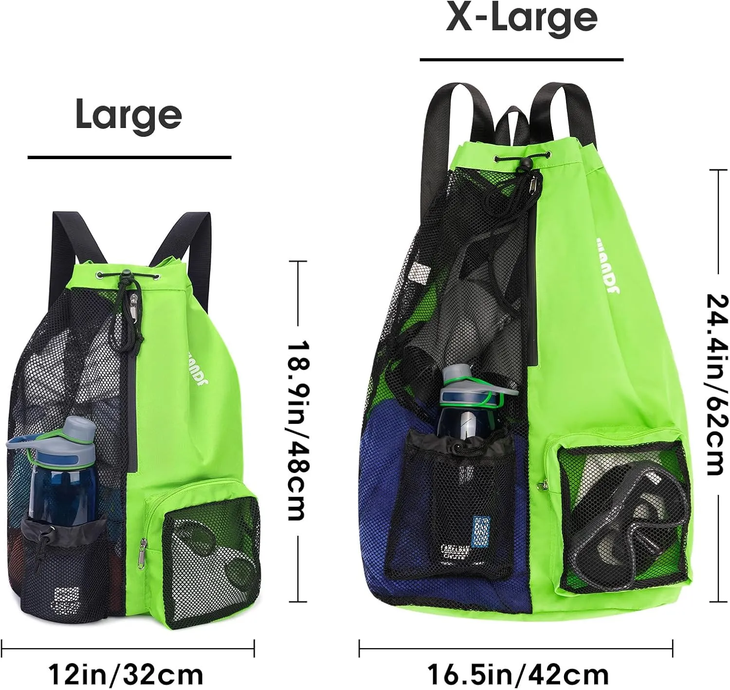 WANDF Swim Bag Mesh Drawstring Backpack with Wet Pocket for Swimming, Gym, and Workout Gear
