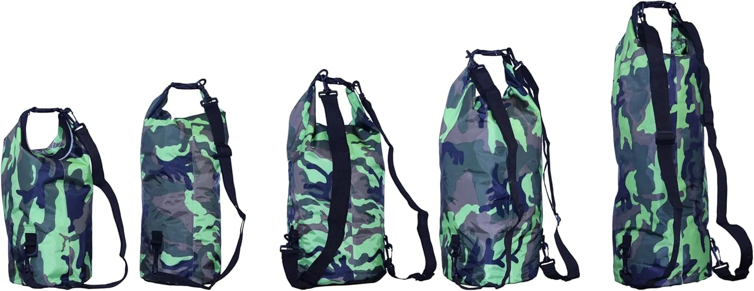 Waterproof Dry Bag Combo 5-30L Roll Top Dry Storage Bag Backpack for Kayaking Boating Beach Camping Travel Fishing, w/Phone Case & Collapsible Water Bottle & Sunglasses & Ear Band,Green 5L