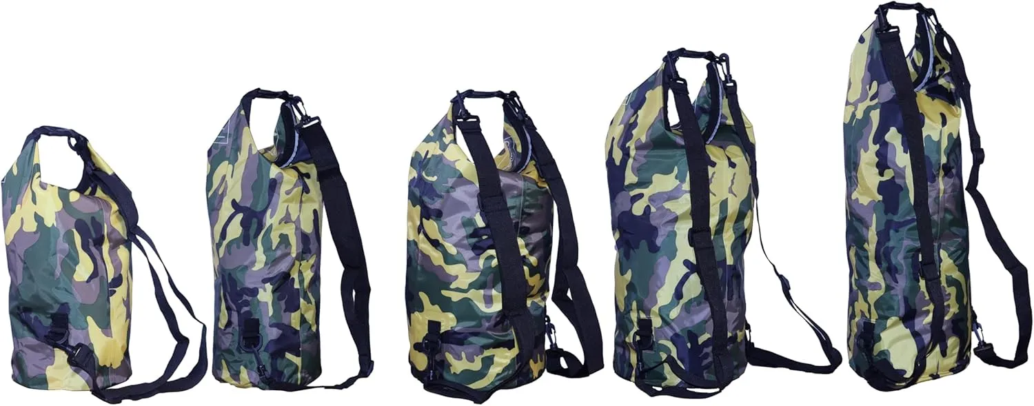 Waterproof Dry Bag Combo 5-30L Roll Top Dry Storage Bag Backpack for Kayaking Boating Beach Camping Travel Fishing, w/Phone Case & Collapsible Water Bottle & Sunglasses & Ear Band,Yellow 5L
