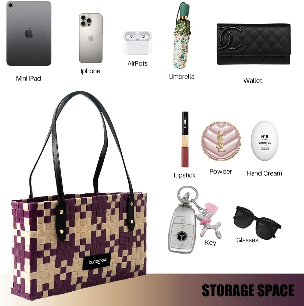 Women's Woven BagPP eco-Friendly Bag,Trendy Travel BagHandbagTop-HandleShoulder Bags