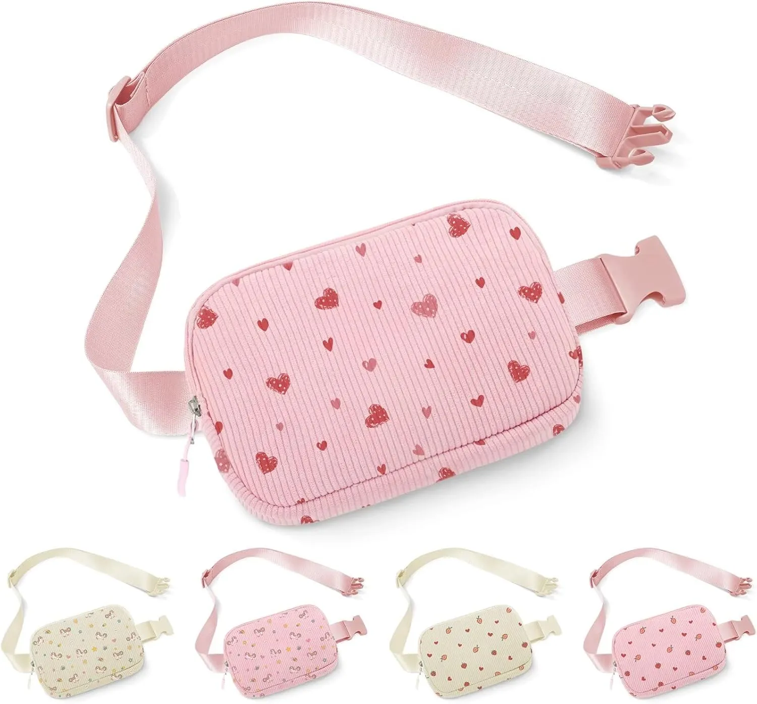 YOOLIFE Heart Fanny Pack for Girls - Purse for Teen Girls Kids Belt Bag Crossbody Bag Fashion Waist Pack, 4 5 6 7 8 9 10 11 12 Year Old Girl Gifts (Pink)
