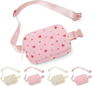 YOOLIFE Heart Fanny Pack for Girls - Purse for Teen Girls Kids Belt Bag Crossbody Bag Fashion Waist Pack, 4 5 6 7 8 9 10 11 12 Year Old Girl Gifts (Pink)