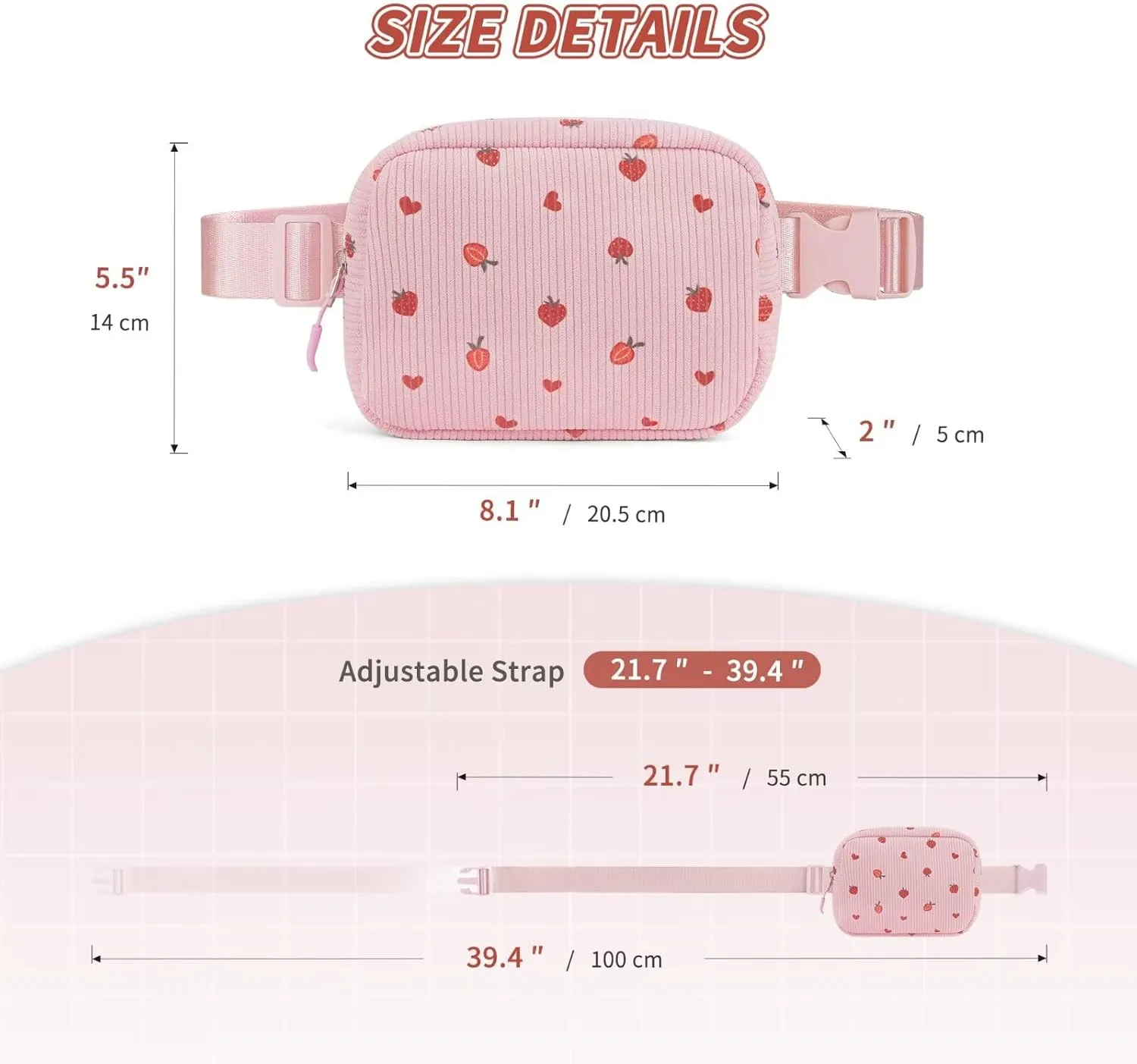 YOOLIFE Heart Fanny Pack for Girls - Purse for Teen Girls Kids Belt Bag Crossbody Bag Fashion Waist Pack, 4 5 6 7 8 9 10 11 12 Year Old Girl Gifts (Pink)